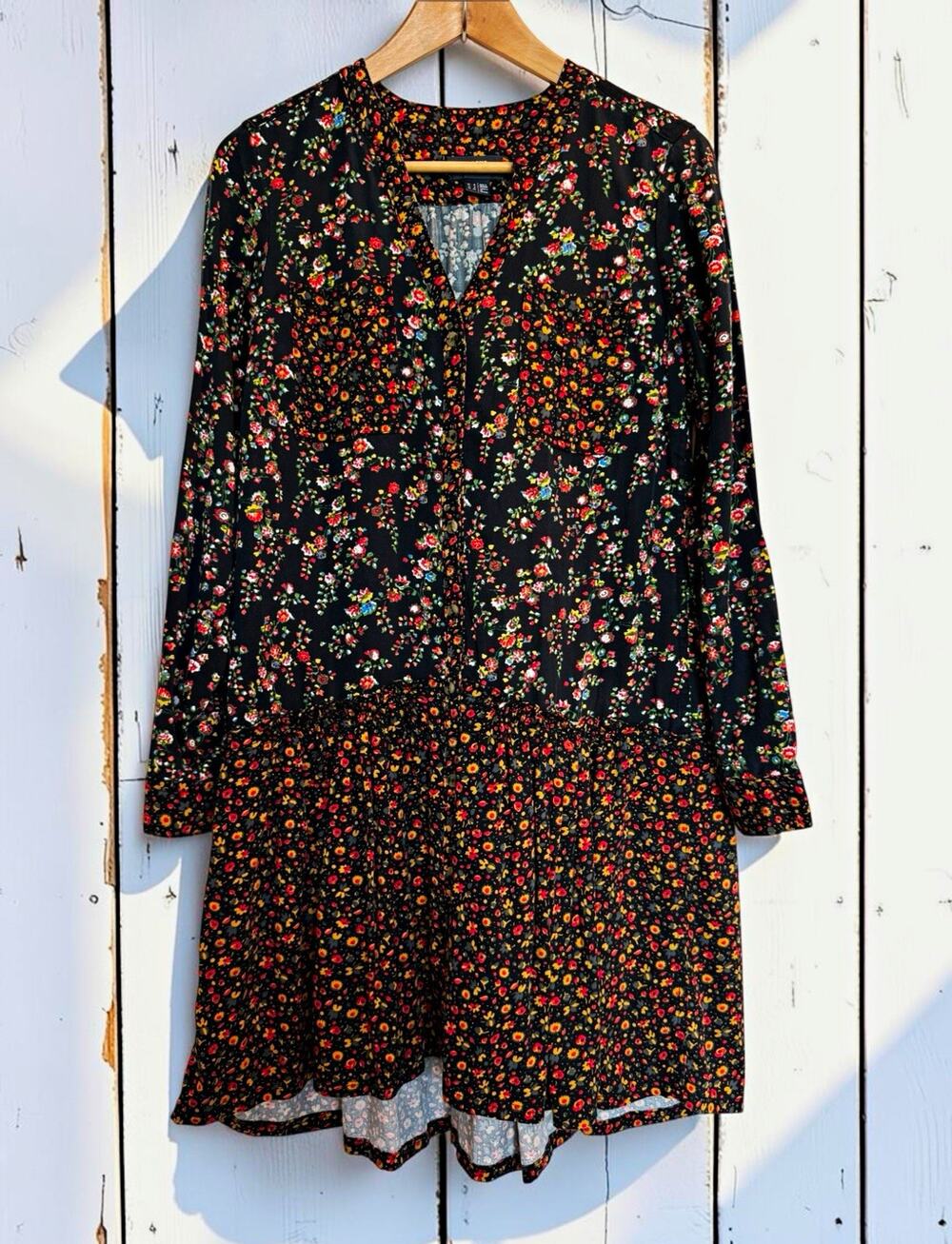 Anthropologie Maeve Women's Marlie Floral Tunic Dress Size 2 Drop Waist Fall